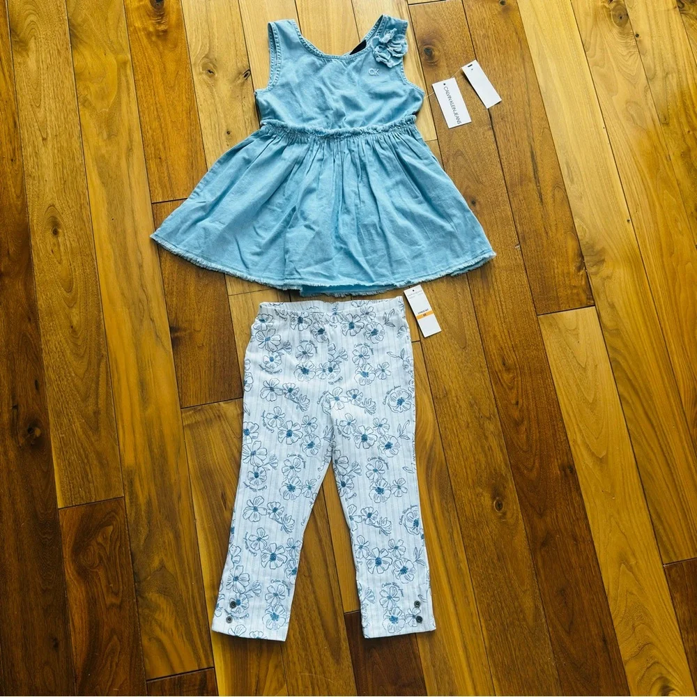 CALVIN KLEIN Girl's Top & Leggings 2-Piece Set Size 6X